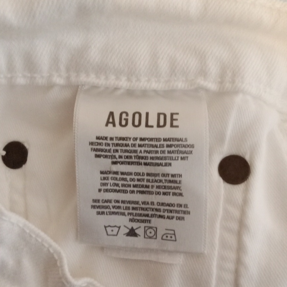 Agolde Riley High Rise Straight Crop Stretch Sour Cream Color Womens 30 - Picture 6 of 11
